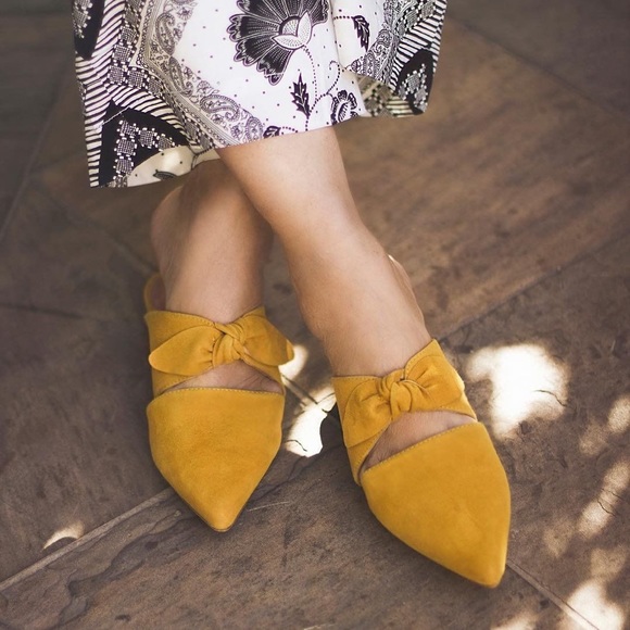 Jeffrey Campbell Shoes - Jeffrey Campbell Charlin Bow Mule Mustard Suede
